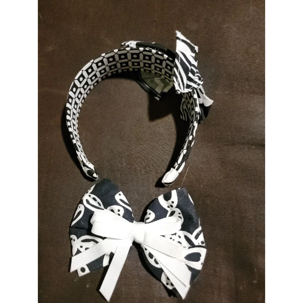 Gymboree yellow and black headband and bow clip